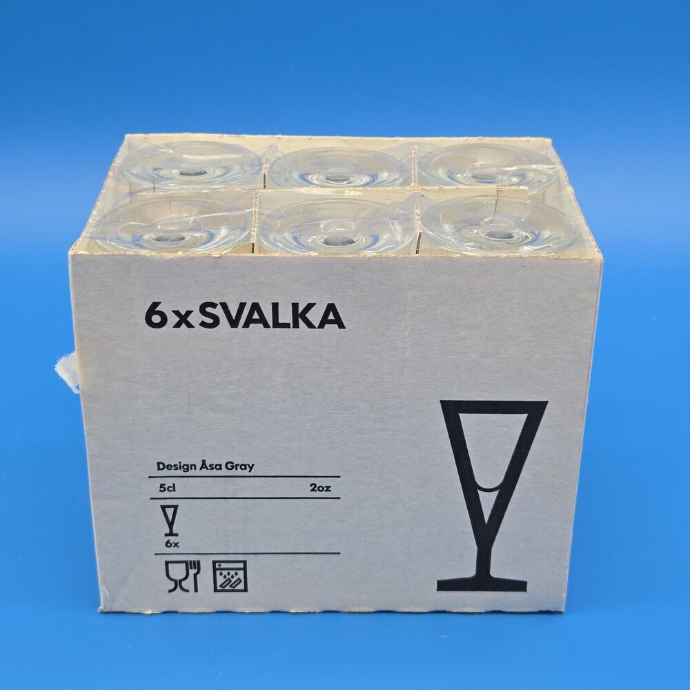 IKEA SVALKA 2 oz Cordial Glasses Set of 6 New In Box Asa Gray